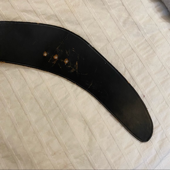 Vintage Chic Hildigardy NYC leather belt 1950’s-60’s brass Whale Buckle 25”-26” - Picture 6 of 8